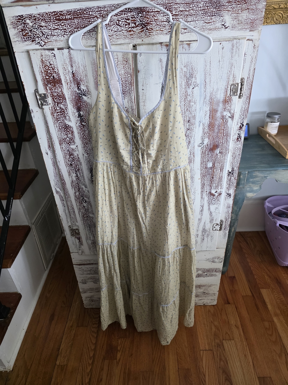 Christy Dawn Adele Daffodil Fields Lace-Up Tiered Maxi Dress